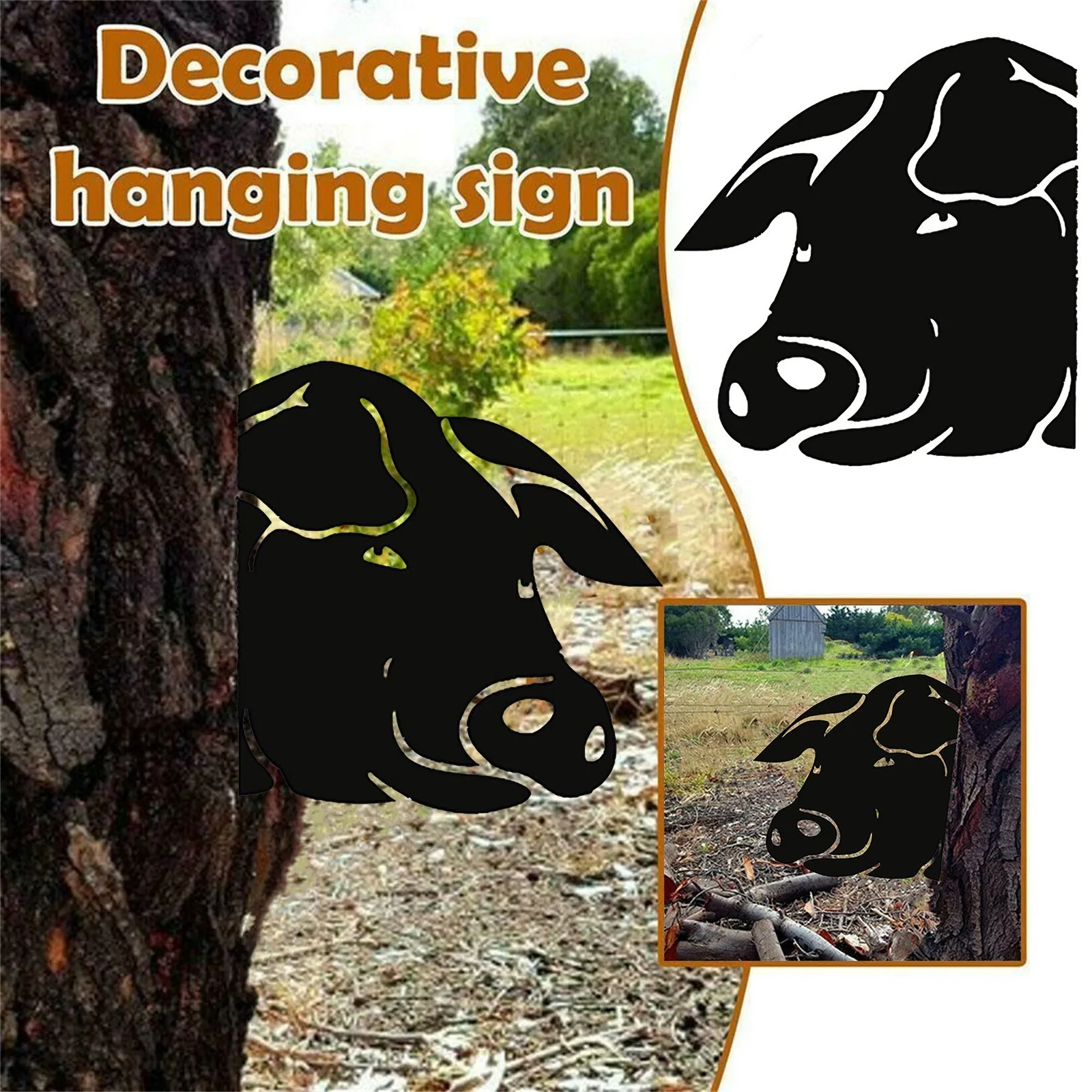 Металлическая подвесная свинка для украшения сада на открытом воздухе