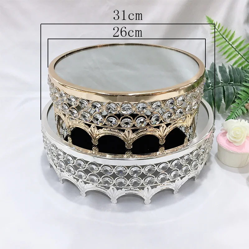 12 дюймов хрустальные бусины торт стенд серебро/с позолотой зеркальная