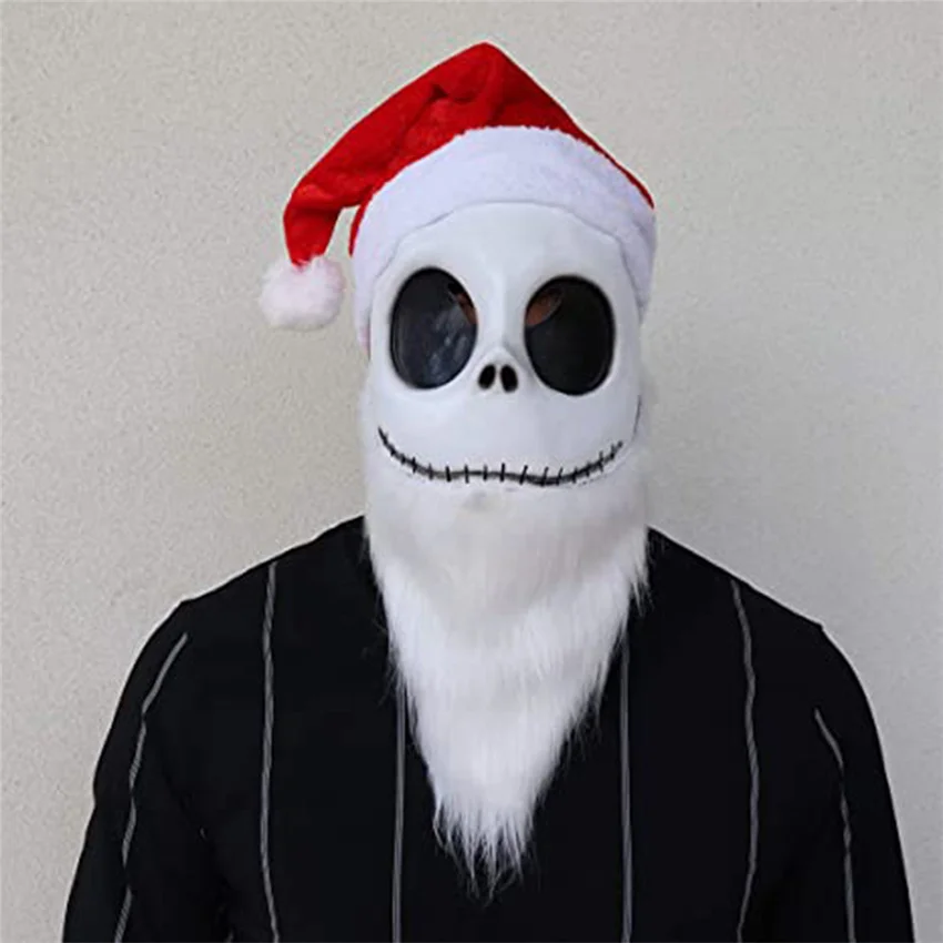 

Beard Horror Movie Face Mask Cosplay Props Halloween Latex Masks For Men Women Adult Jack's White Skull Mask