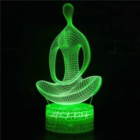 3d illusion yoga meditation night light 7 color change led desk table lamp toys abstract thinkers character stereo usb lamp