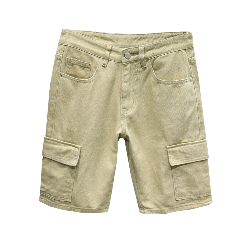 Мужские джинсовые шорты прямые облегающие брюки карго бермуды белые хаки