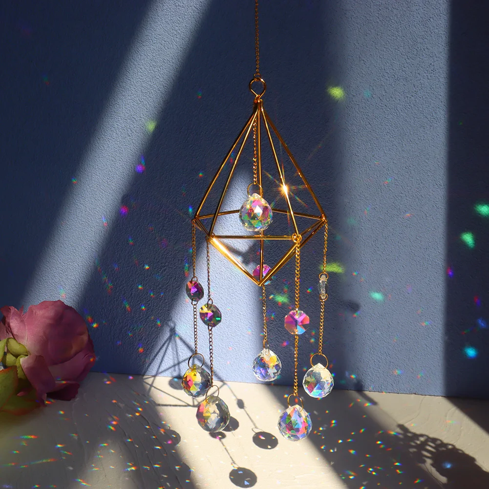 

Hanging Prism Rack Balls Light Catcher Crystal Outdoor Garden Moon Sun Ball Wind Chime Pendant Home Balcony Rainbow Maker Decors