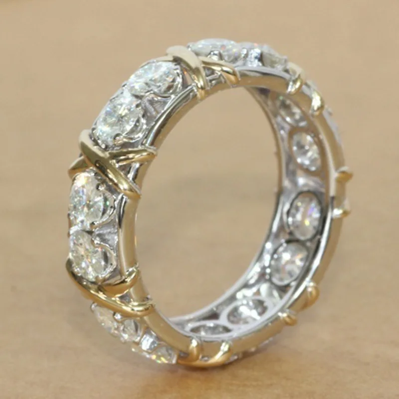 

Fashion Female Hengbo Wedding Ring X-shape Two Color Gold Plated Zircon Ring Wedding Party Jewelry Dinner Ball Accessories