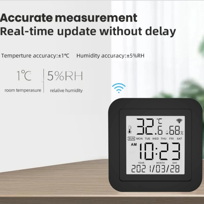 Датчик влажности с дисплеем и поддержкой Alexa Assistant Tuya Wi-Fi дистанционным