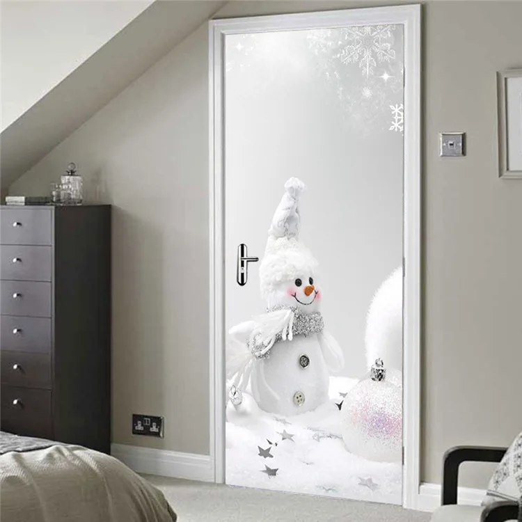 Наклейка на дверь с изображением снеговика Рождественского фестиваля|Дверные