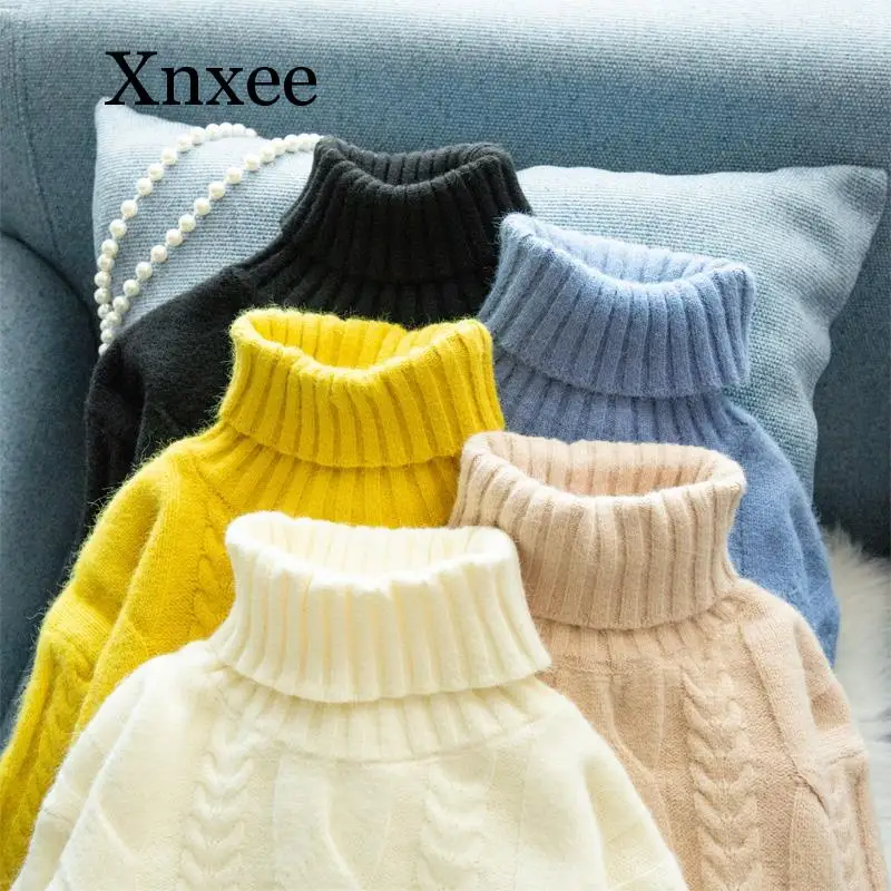 

Women Autumn Winter Fashion Turtleneck Thick Sweater Dresses Female Casual Knitted Pullovers New Long Sleeve Jumpers wool warm