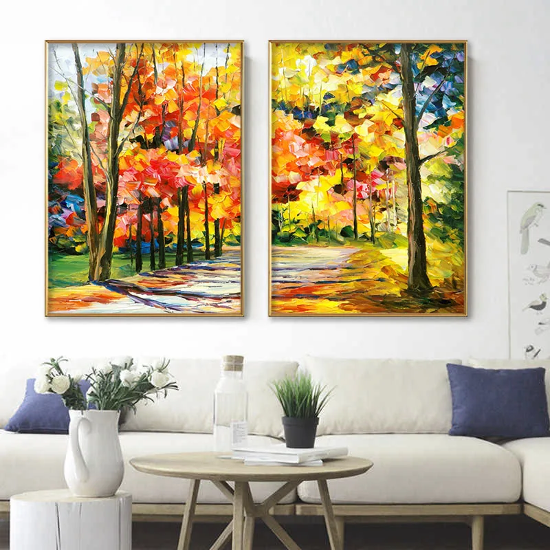 Красочный пейзаж настенная Картина на холсте уличная картина маслом современная