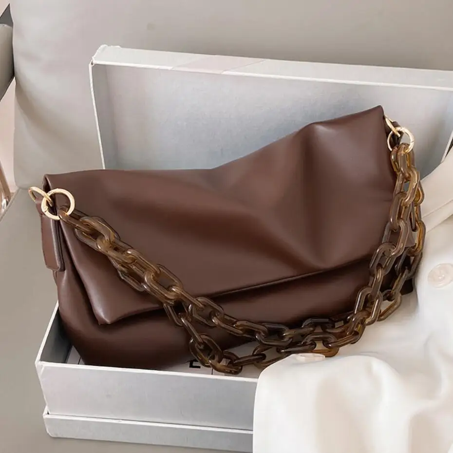 

Vintage Large Tote bag 2020 New Quality Soft PU Leather Women's Designer Handbag Chain Shoulder bag Large capacity Armpit bag