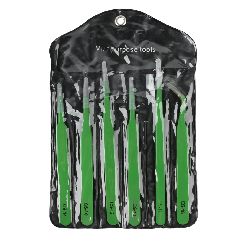 6 шт./компл. зеленый высокопрочный точный ESD антимагнитный нержавеющий Пинцет