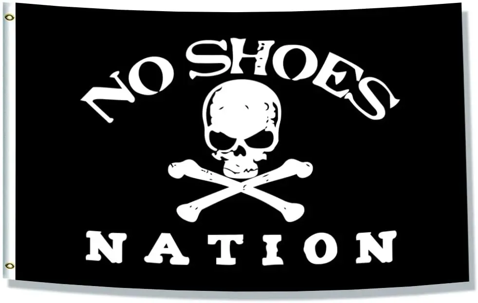 

No Shoes Nation Flag (3x5ft, Vivid Color, 150D Poly) Premium HD Printing with Two Brass Grommets for Dorm Room