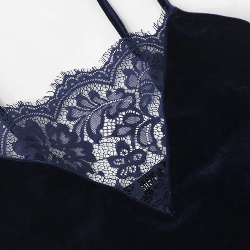 Модная женская Вельветовая пижама из 2 предметов Сексуальная кружевная Пижама на