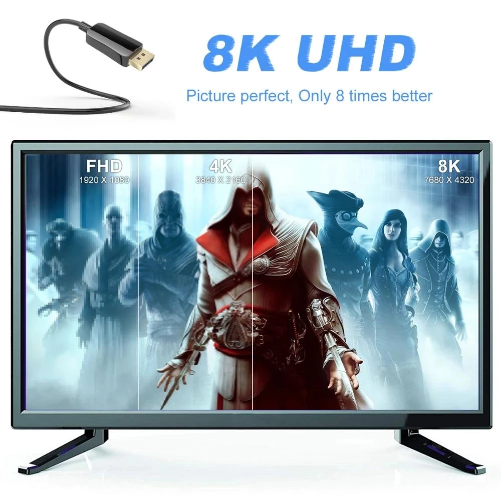 Оптический кабель 8K UHD DisplayPort 1 4 при 60 Гц 4K 144 HBR3 32 Гбит/с бит DP AOC игровой HD