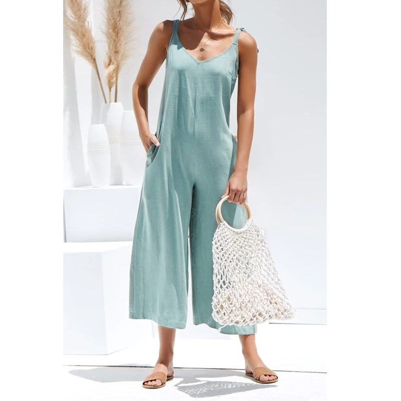 

New Women Solid Fresh Overalls Jumpsuits Vogue Candy Color Summer Casual Rompers Trousers Playsuits Woman Jumpsuit Backless