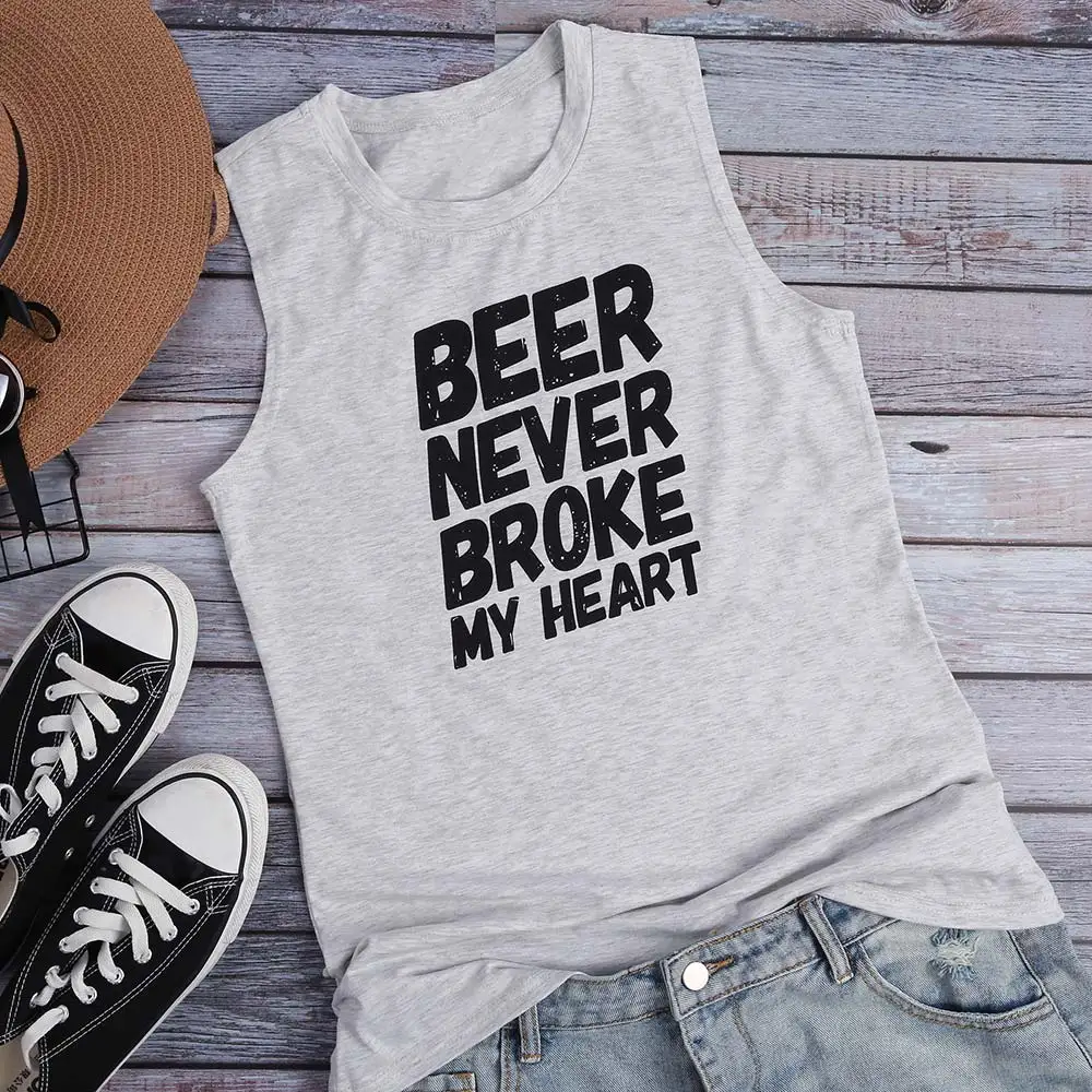 Летние Серые Футболки Без Рукавов Повседневная Свободная Вершина Мода Печать