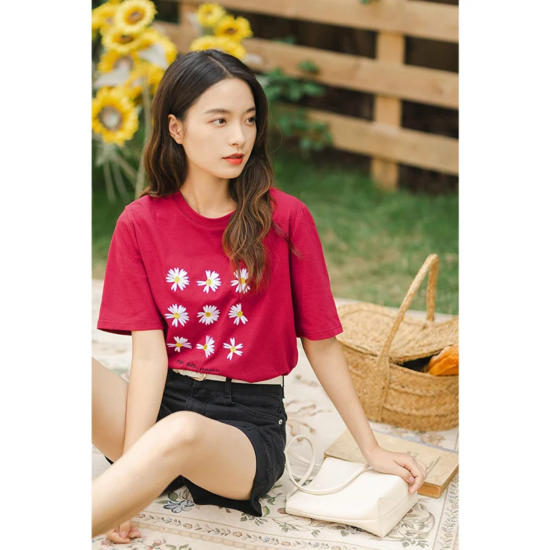 INAMN 2020 Лето Новое поступление свободная хлопковая Футболка с круглым вырезом и