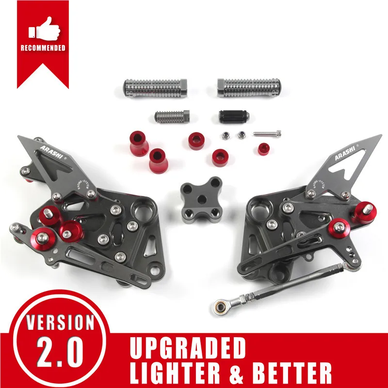 Gray Arashi для KTM RC 390- CNC регулируемый Rider Rearset подножка алюминиевая подножки DUKE 390 RC390 - Цвет: Gray