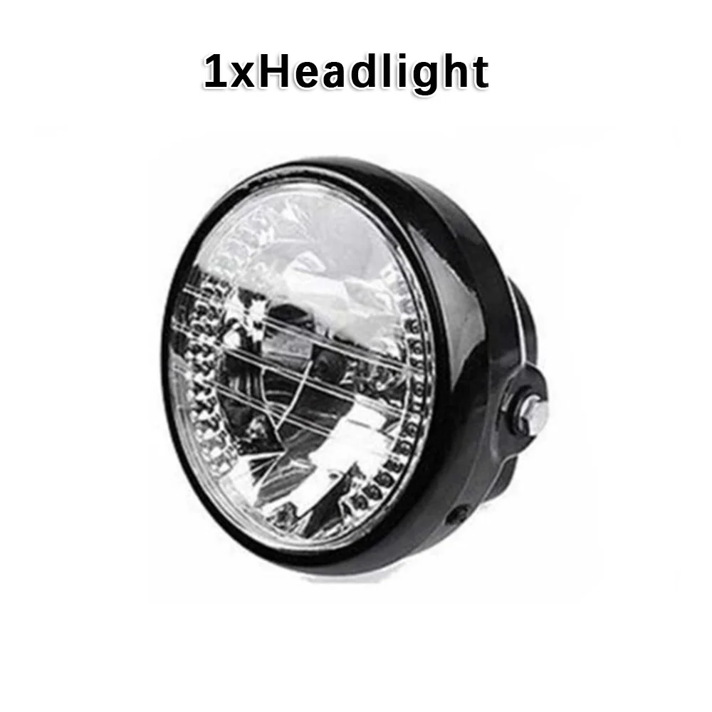 

Motorcycle Retro Style Headlights 7 Inch Angel Halo Steering Turn Signal Light H4 Halogen Bulb Turn Signal Lamp