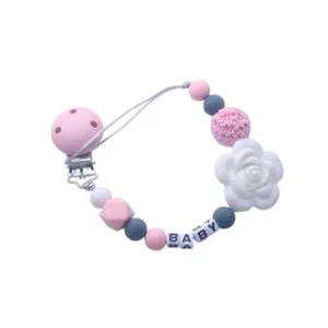 Цепочка для соски-пустышки, силиконовая, с цветами, цепочка для прорезывания зубов