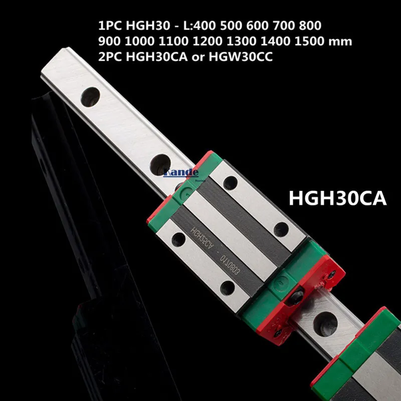 Точность рельсовые 1 шт. HGH30 линейной направляющей+ 2 шт. HGH30CA блок или HGW30CC Фланец Блок L 400 500 600 700 800-1500 мм для станка с ЧПУ