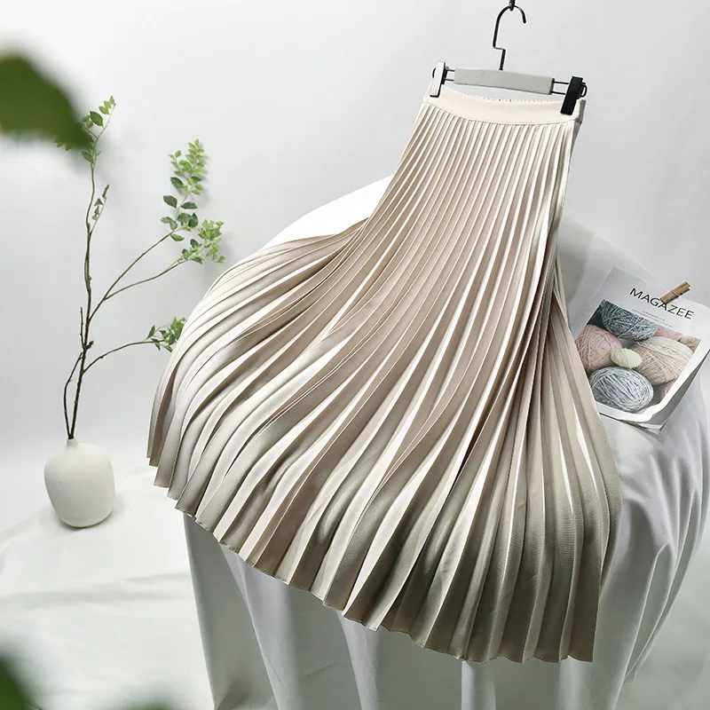 

Женская винтажная плиссированная юбка, однотонная Повседневная шифоновая юбка с завышенной талией в корейском ретро-стиле, 2021