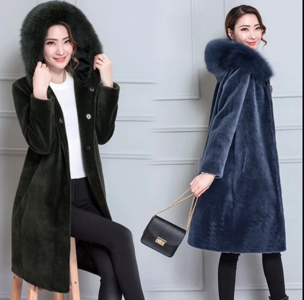 2020 Winter Hooded Coats Women Long Sleeve Fur Coat Feminino Wool Casaco Ladies Cardigan Cashmere WS70 | Женская одежда