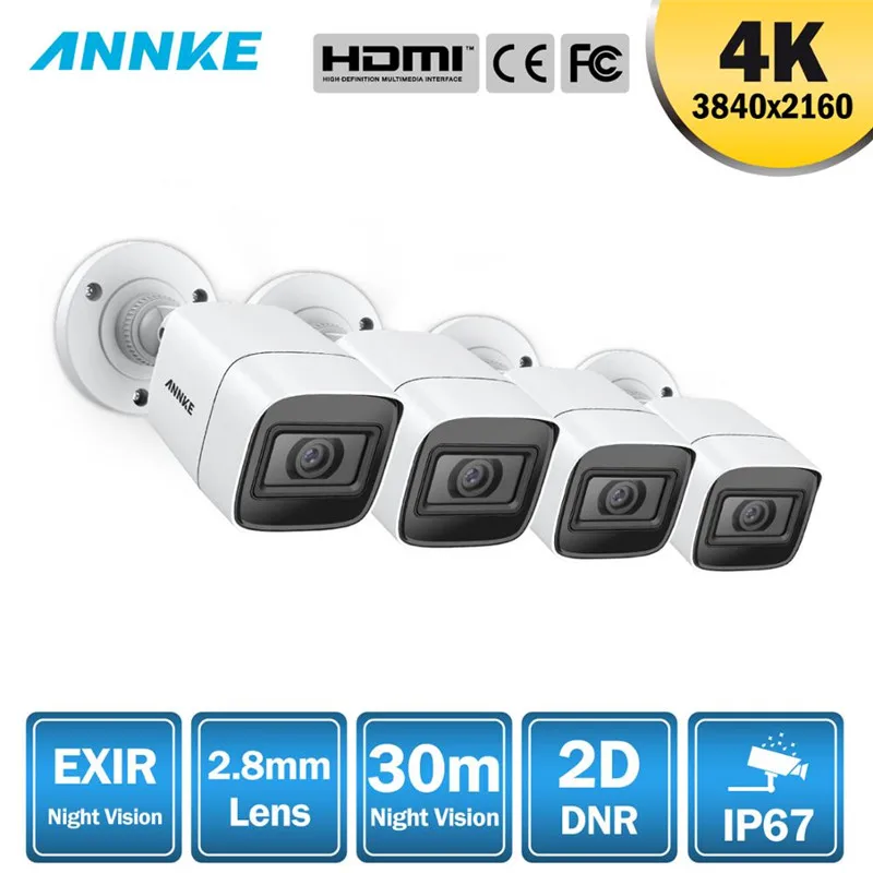 ANNKE 4K Ultra HD 8CH DVR H.265 CCTV камера система безопасности 4 шт. IP67 водонепроницаемая наружная 8MP камера видеонаблюдения
