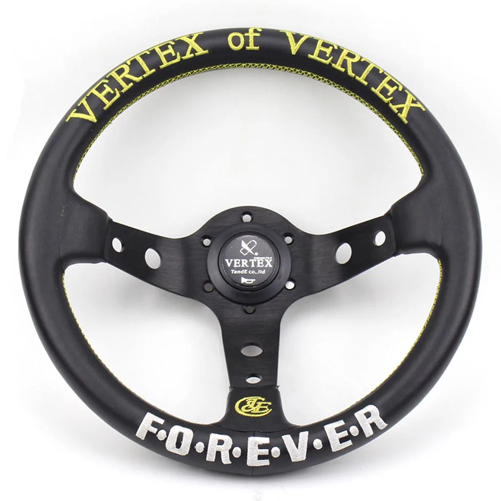 Золотой Vertex Of Vertex Racing Sport руль 330 мм Глубокий Универсальный кожаный руль - Цвет: Золотой