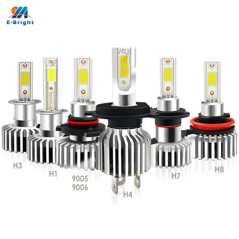 YM E-Bright 2 шт. светодиодные лампы для автомобильных фар H1 H3 H7 H8 H11 9005 9006 H4 COB 30 Вт D9 12 В 24