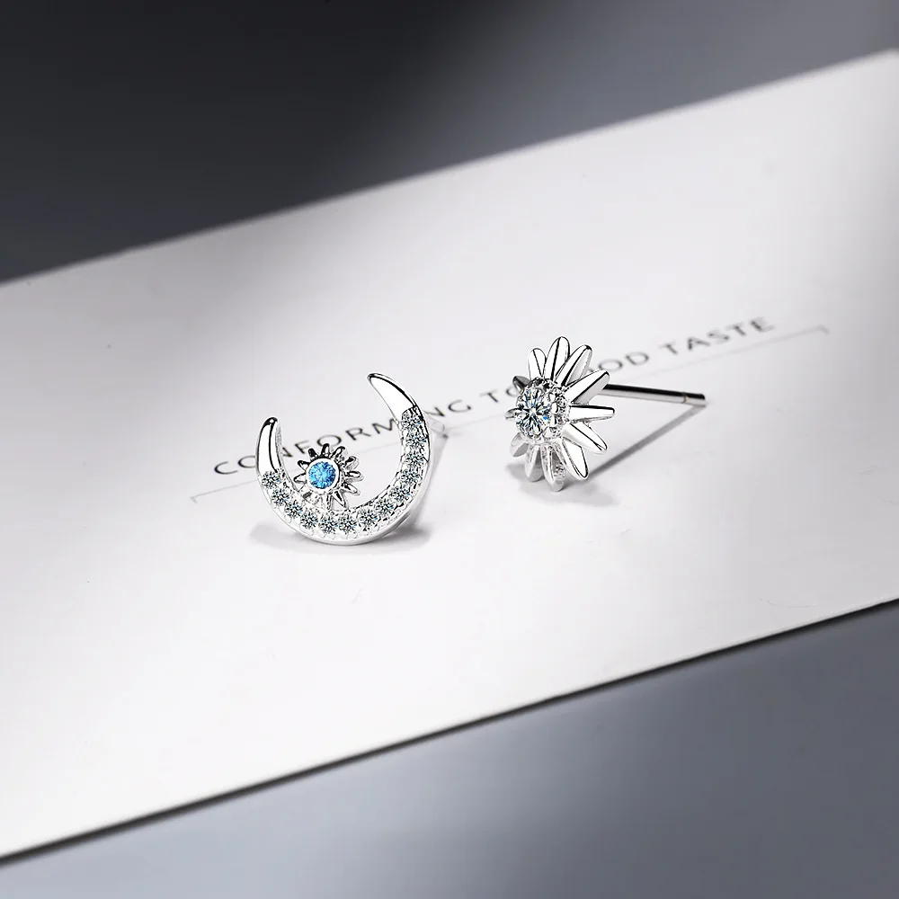 Женские сережки-гвоздики из стерлингового серебра 925 пробы с цирконием ААА