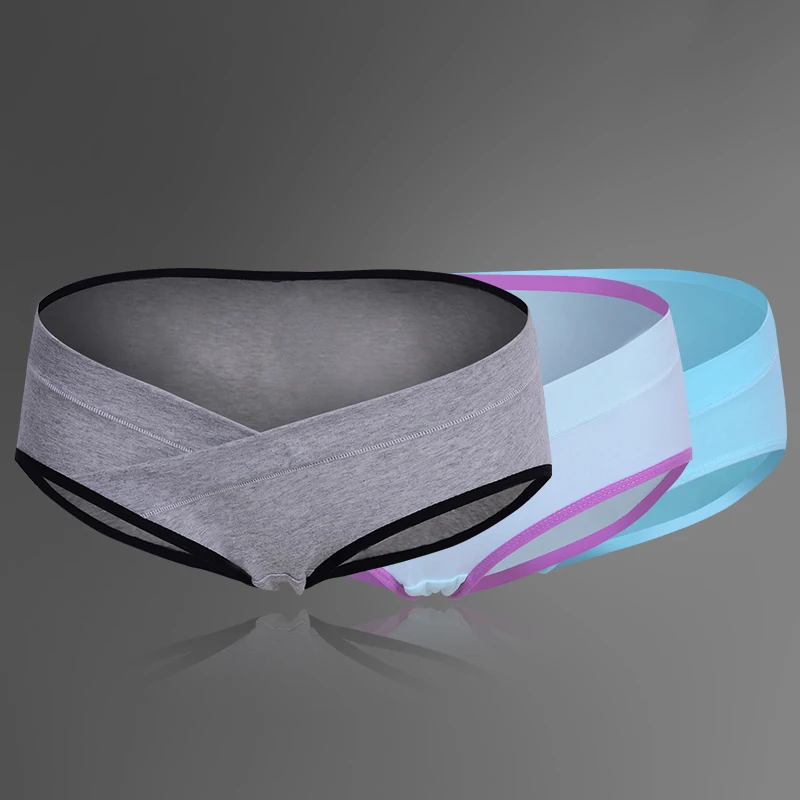 Ropa interior de algod&oacute;n suave para embarazadas, bragas de maternidad de cintura baja en forma de U, soporte para el vientre, 3 unids/lote-4