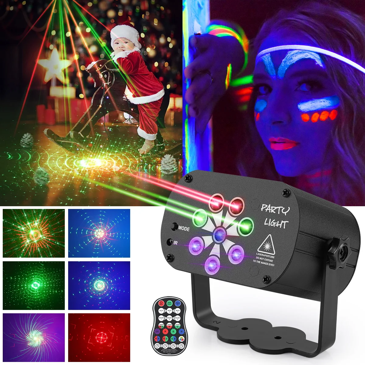

Mini RGB Disco Light DJ LED Laser Stage Projector Red Blue Green Lamp USB Rechargeable Wedding Birthday Party DJ Lamp