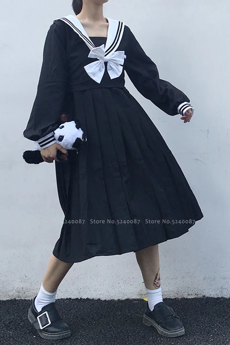 

Girl Navy Collar Japanese Style Party Dress Women Sailor Pleated Skirt JK Suit High School Uniform Kawaii Anime Cosplay Costumes