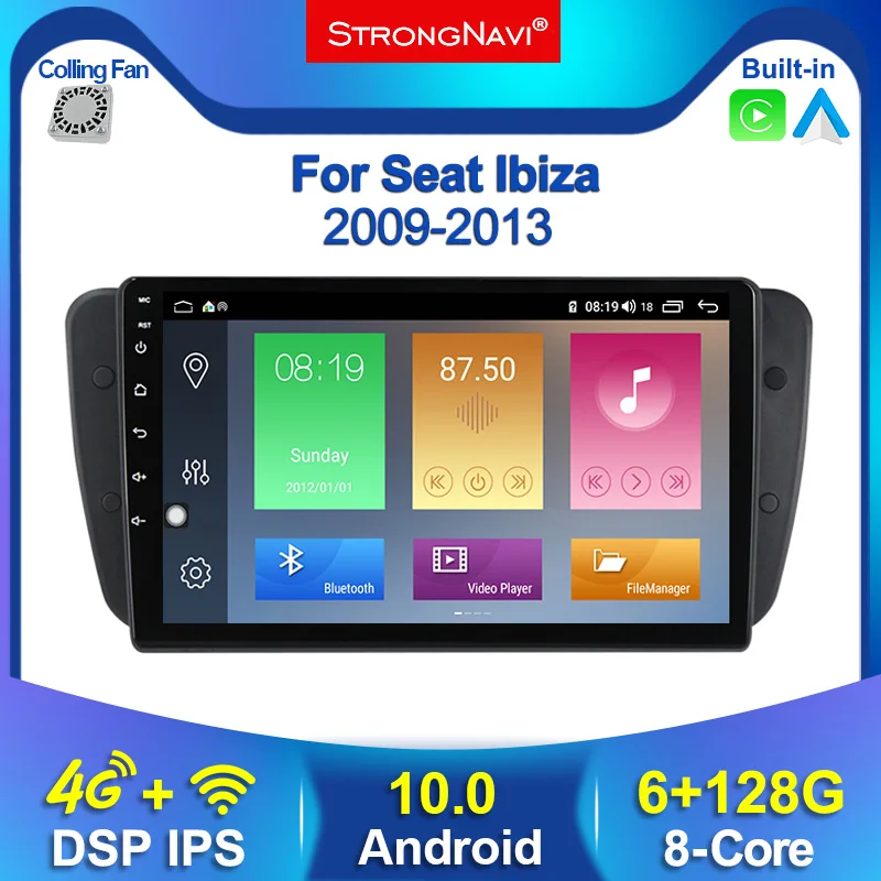 Автомагнитола 2DIN 6 + 128 ГГц Android 10 0 для Seat Ibiza 6j 2009 2010 2012 2013 GPS навигация аудио