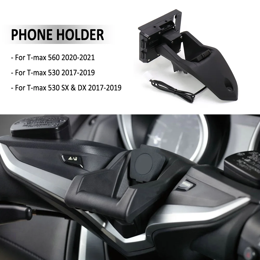 motorcycle phone gps navigation bracket wireless usb charging port holder mount for yamaha tmax t max t max 530 dx sx t max 560 free global shipping