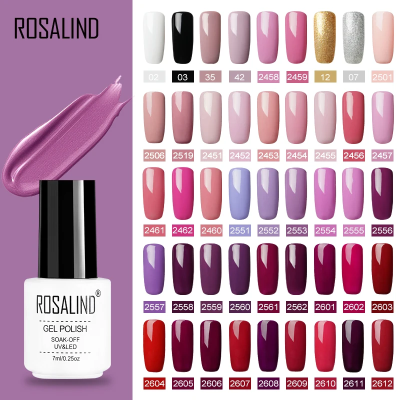 ROSALIND набор гель-лаков UV Vernis полуперманентный праймер верхнее покрытие 7 мл полигель-лак для маникюра