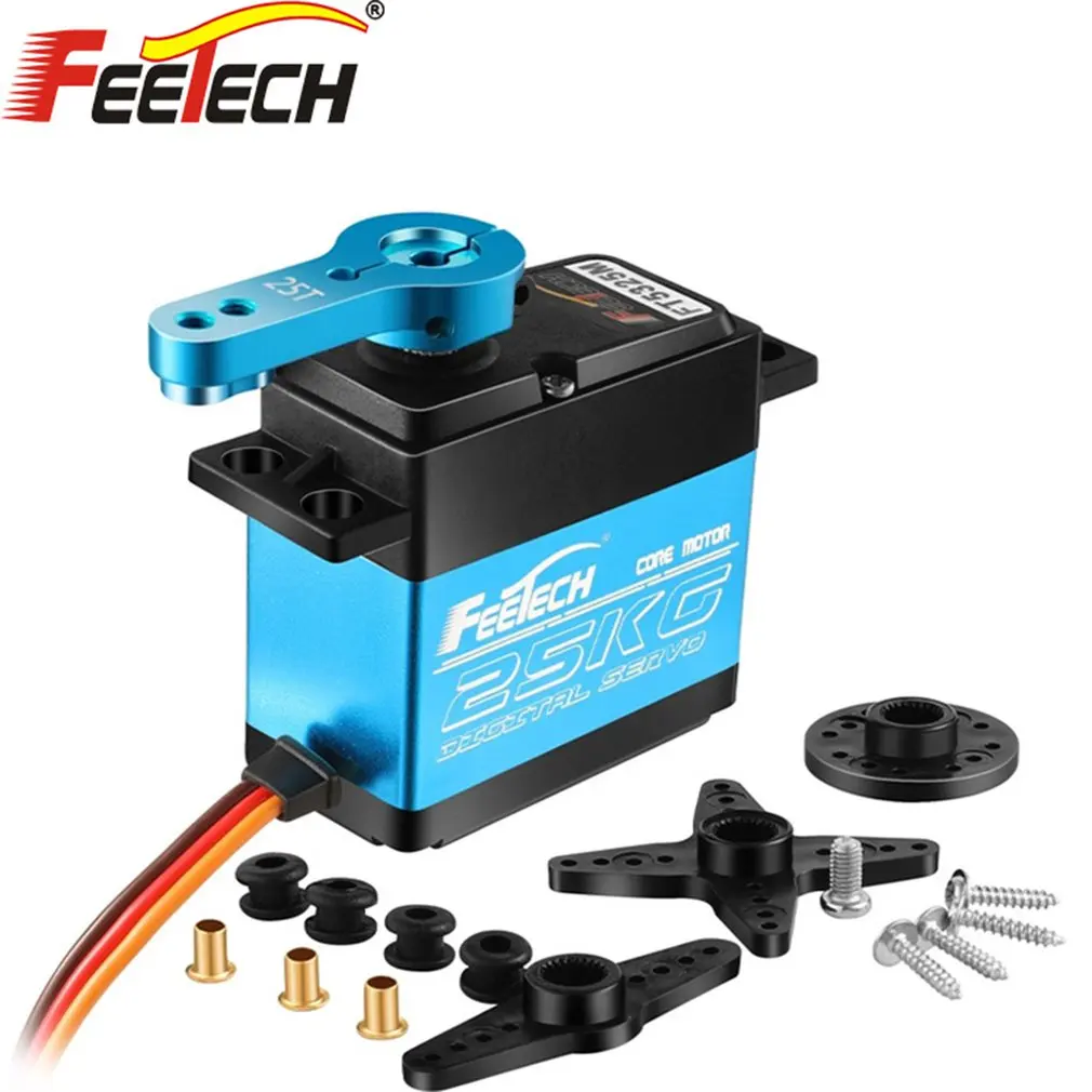 

FEETECH FT5320M 20/25/35 кг сервопривод 180 ° заблокированный ротор высокоскоростной металлический Шестеренчатый цифровой сервопривод 25T рычаг для 1/8 1/...