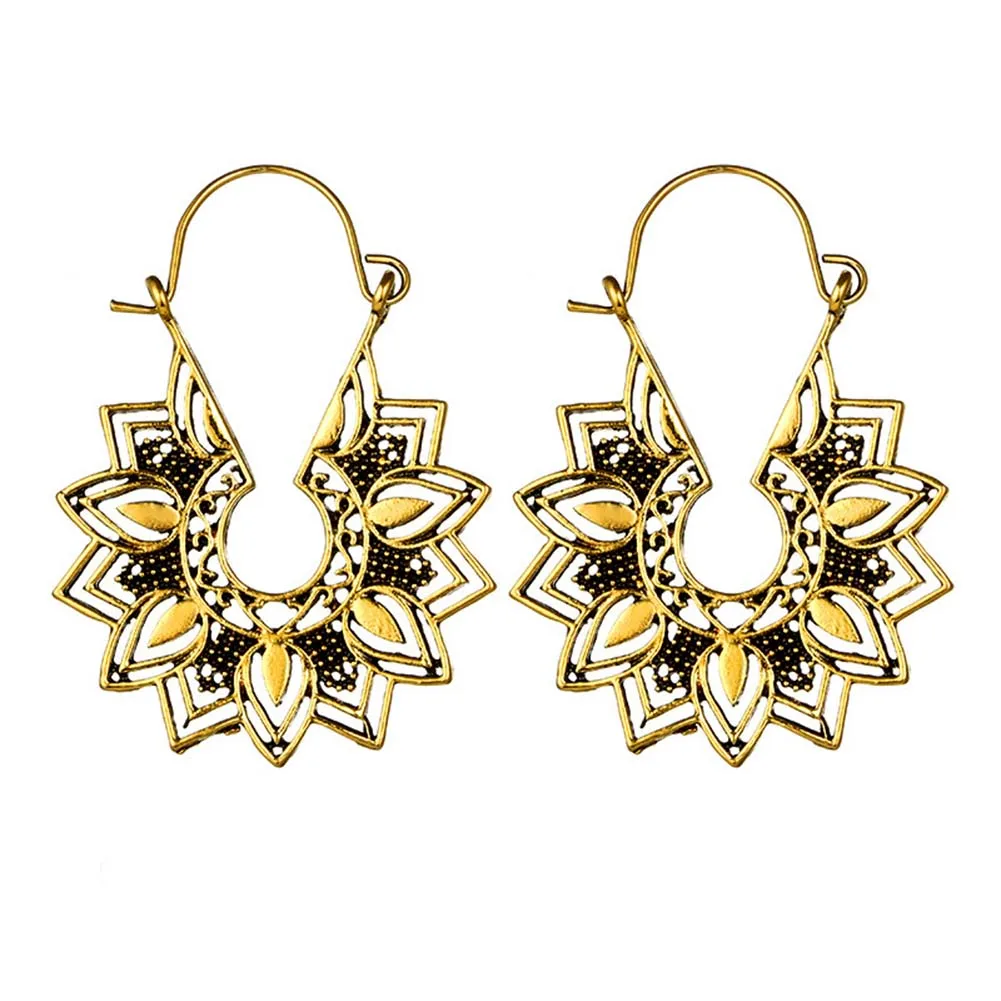 2019 винтажные Boho полые полукруглые богемные женские цветочные соты филигранные