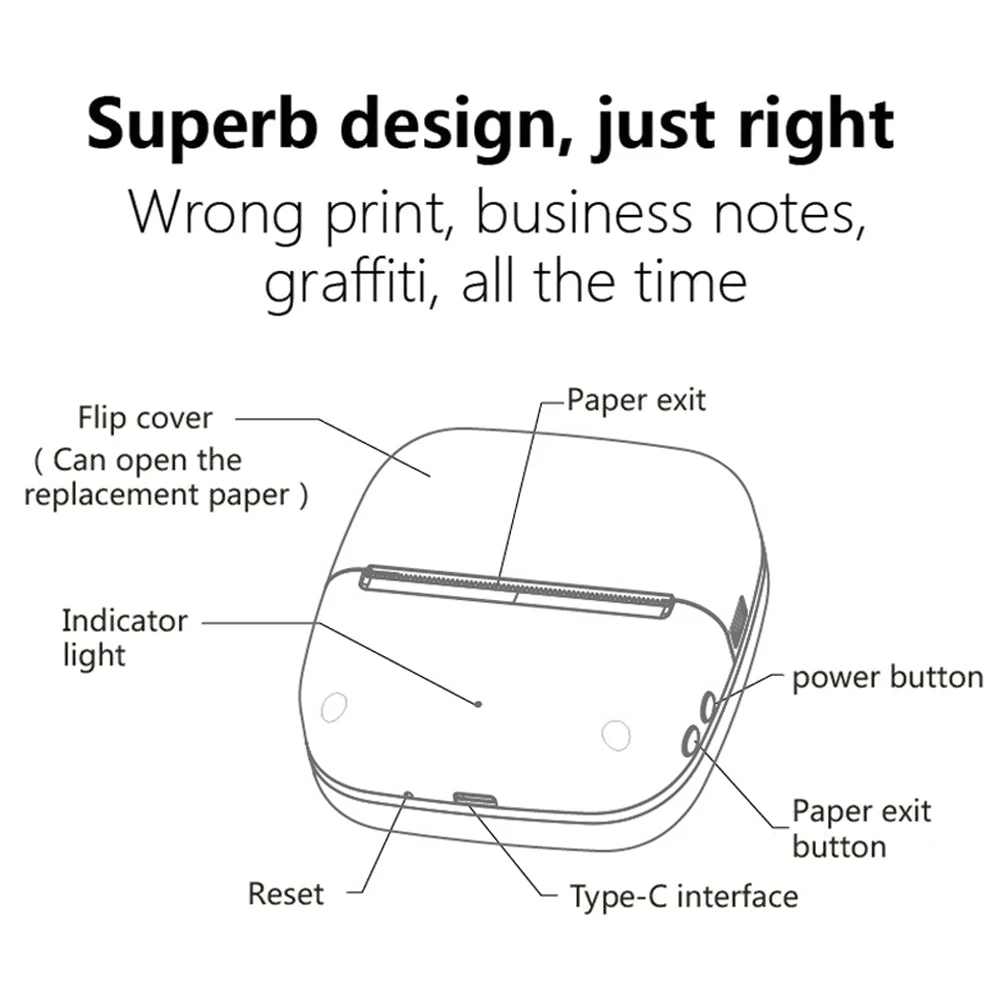 Миниатюрный термопринтер с беспроводной поддержкой Bluetooth портативный карманный