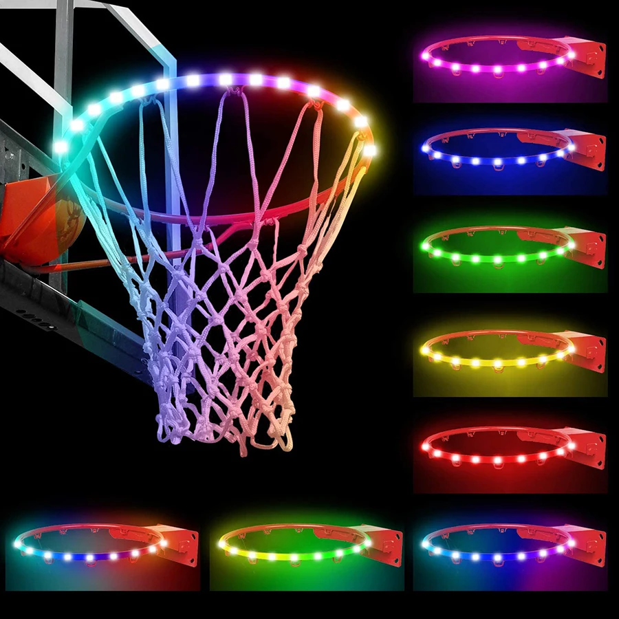 

Светодиодная лента RGB для баскетбольного кольца, 8 режимов, питание от солнечной батареи, водонепроницаемая осветительная полоска для ночно...