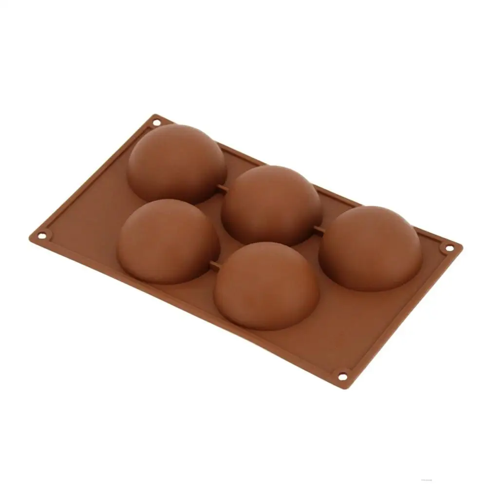 

3D Silicone 5 cavity Semicircle Cake Mold For Baking Chocolate Brownie Dessert Bakeware Decoration Accessories Tools
