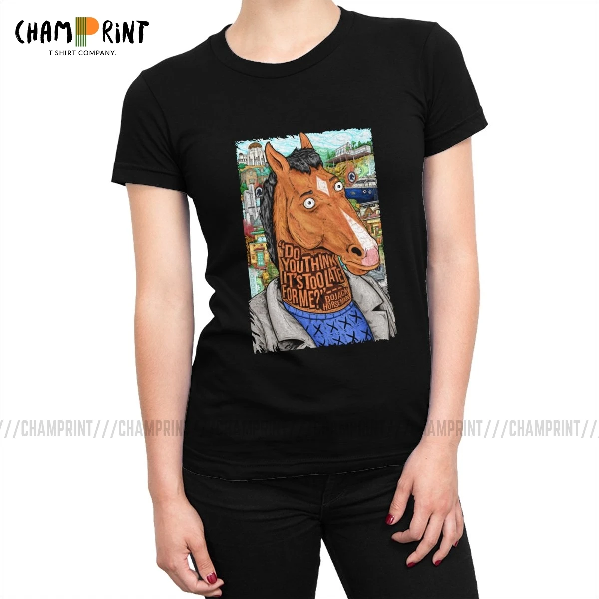 Женская футболка Bojack Horseman с забавным рисунком, эстетическая футболка с круглым вырезом, хлопковая уличная одежда размера плюс, женская одежда