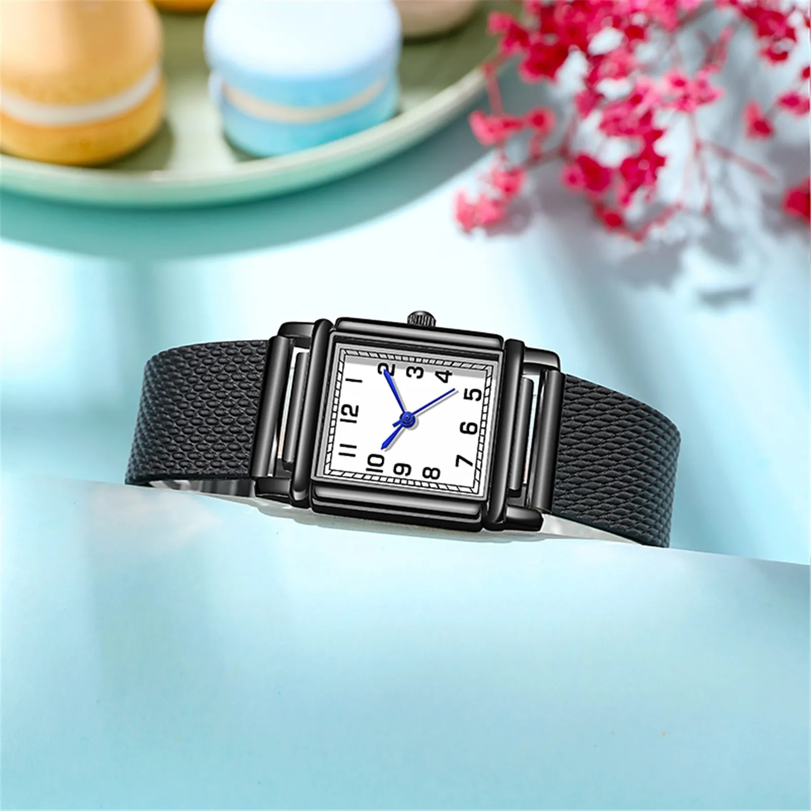 Женские часы модные кварцевые Ретро сетчатая вставка из силикона ремешок