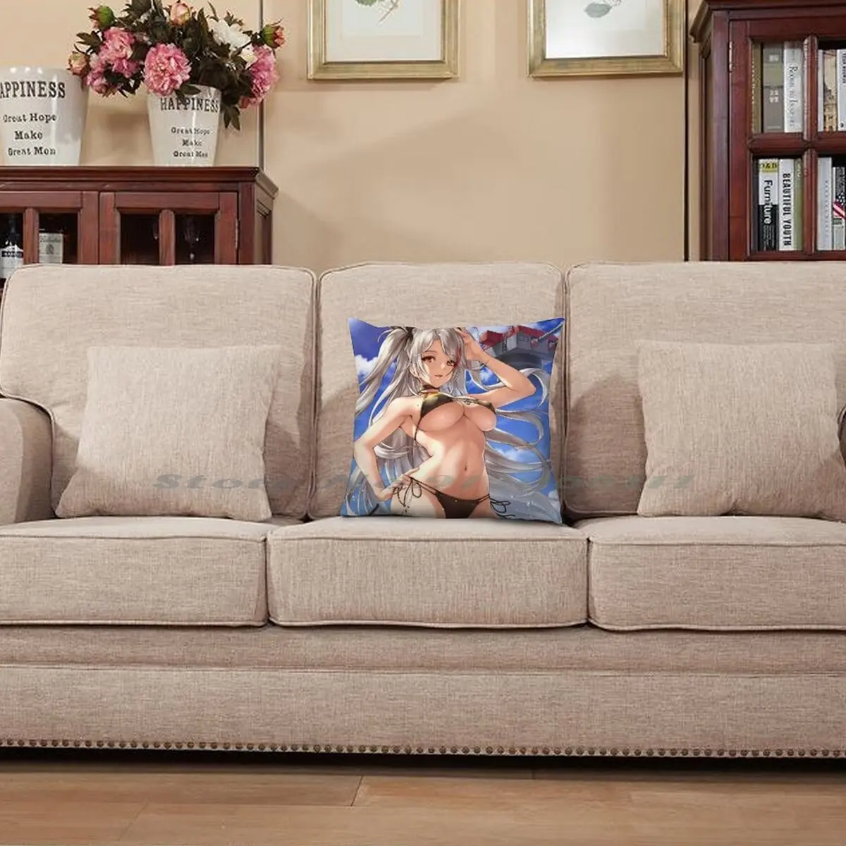 Чехол для подушки с принтом эуген наволочка из хлопка и льна мультяшным японским