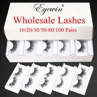 eyewin 1020305080100 pairs 3d mink lashes wholesale with tray fluffy crisscross natural soft mink eyelash wholesale in bulk