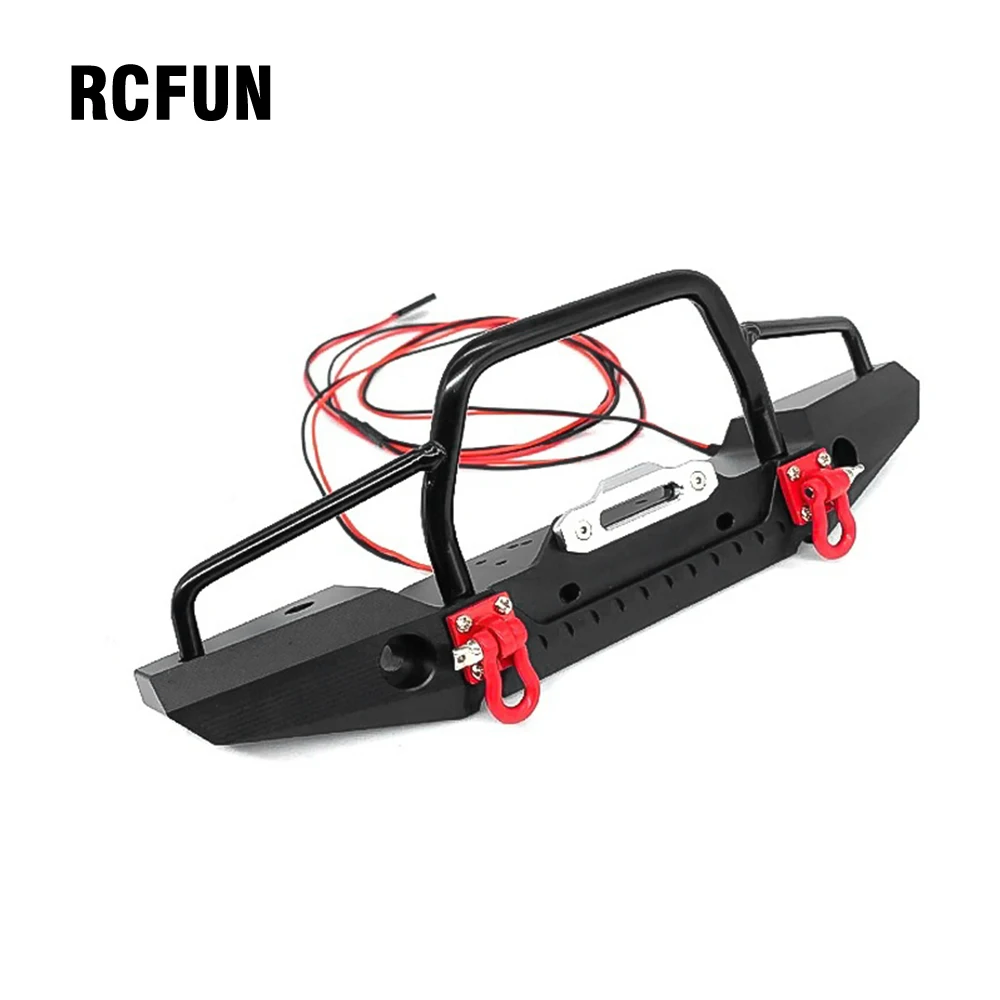 RCFUN металлический передний бампер со светодиодными лампами для 1/10 RC Crawler Axial SCX10 90046 SCX10 III AXI03007 TRAXXAS TRX-4