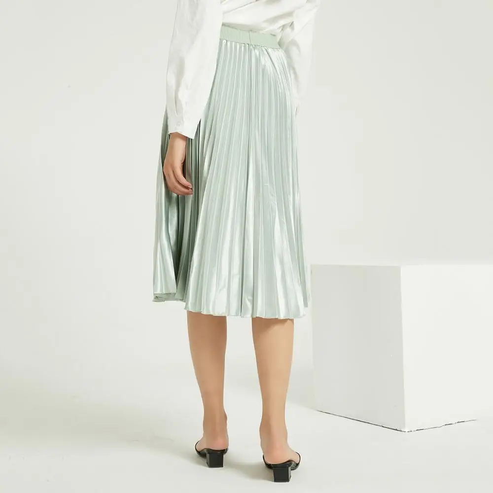 Wixra однотонная плиссированная атласная юбка элегантная с высокой эластичной