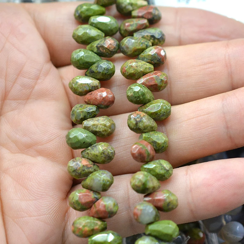 

Natural Gem Stone Beads 6x9mm Labradorite Amazonite Faceted Water Drop Shape Stone Beads For Jewelry Making DIY Bracelets