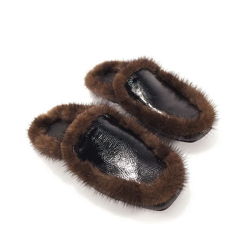 Новинка осени 2021 туфли Muller из лакированной кожи женские норковые на плоской