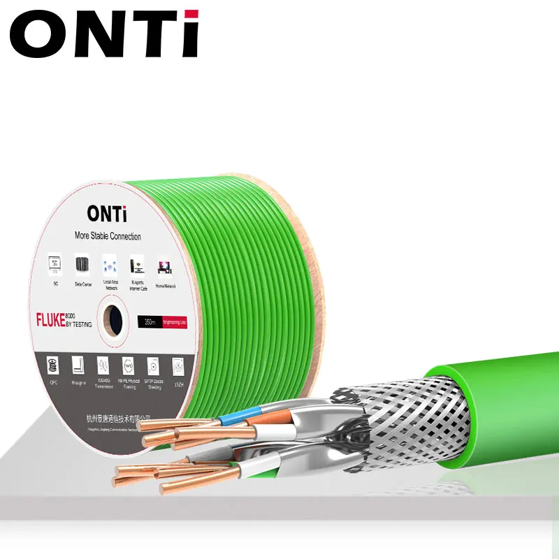 ONTi RJ45 CAT8 экранированный кабель 40 Гбит/с 2000 МГц S/FTP монтажный 22AWG бескислородная