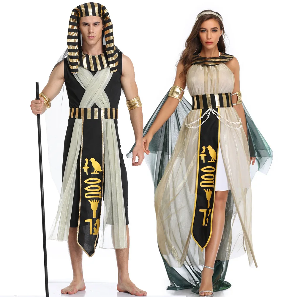 Halloween Costumes Ancient Egypt Egyptian Pharaoh King Empress Cleopatra Queen Costume Cosplay Clothing for Men Women